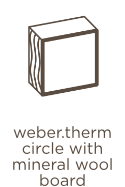 Icon of a mineral wool board with the text weber.therm circle with mineral wool board below