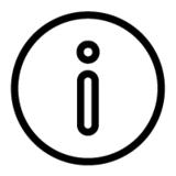 ein schwarzer kreis mit einem schwarzen "i" in der mitte