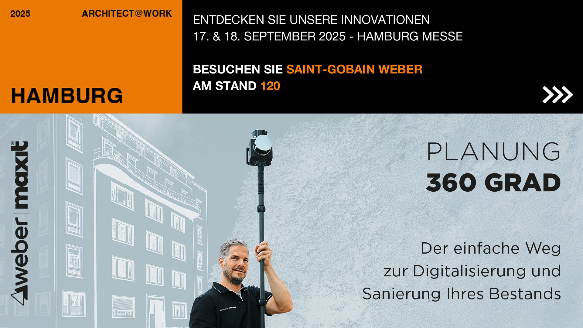 Architect at work Banner mit dem Weber Planung 360 Grad Service