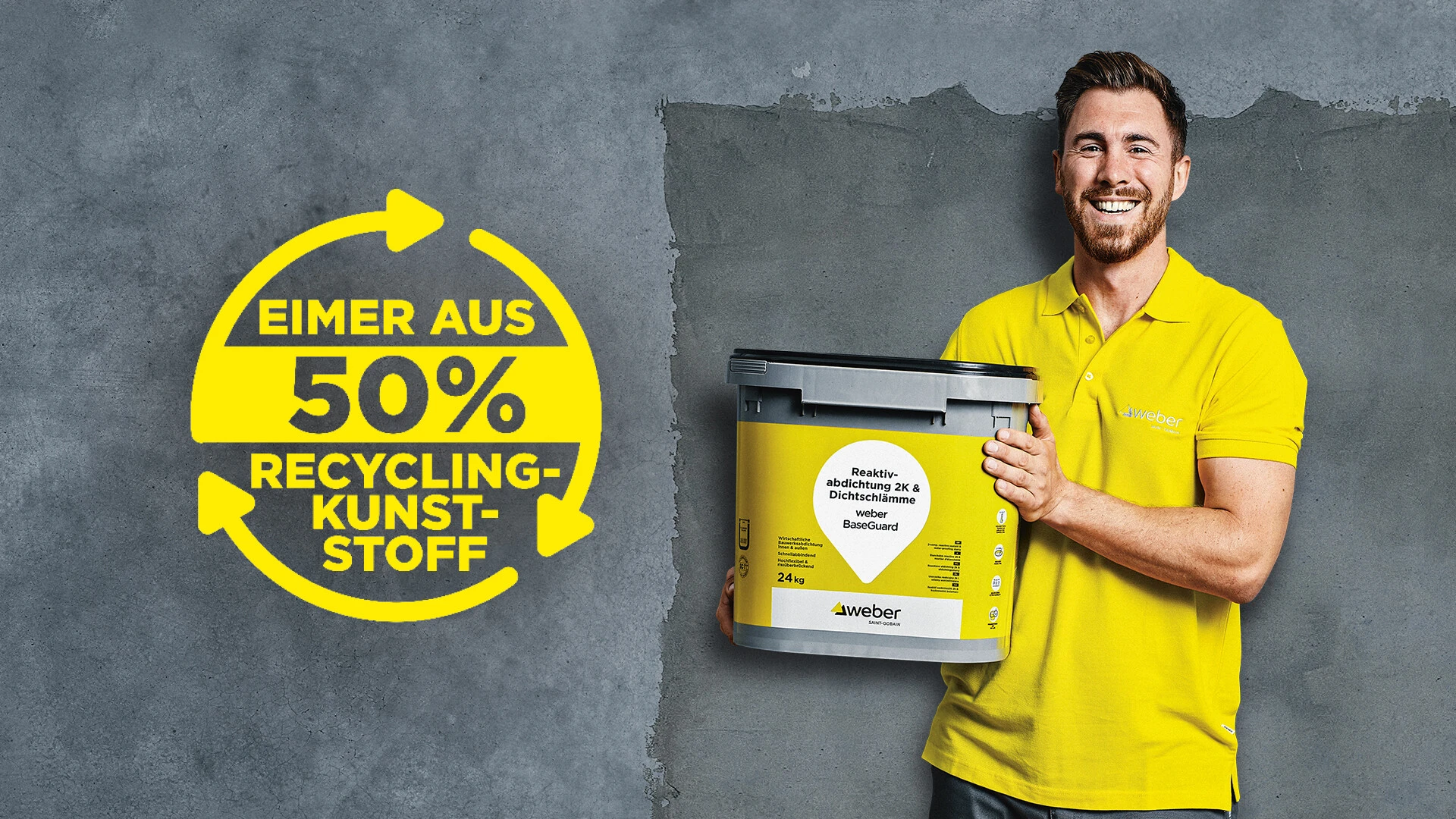 Eimer aus 50 % Recycling-Kunststoff 