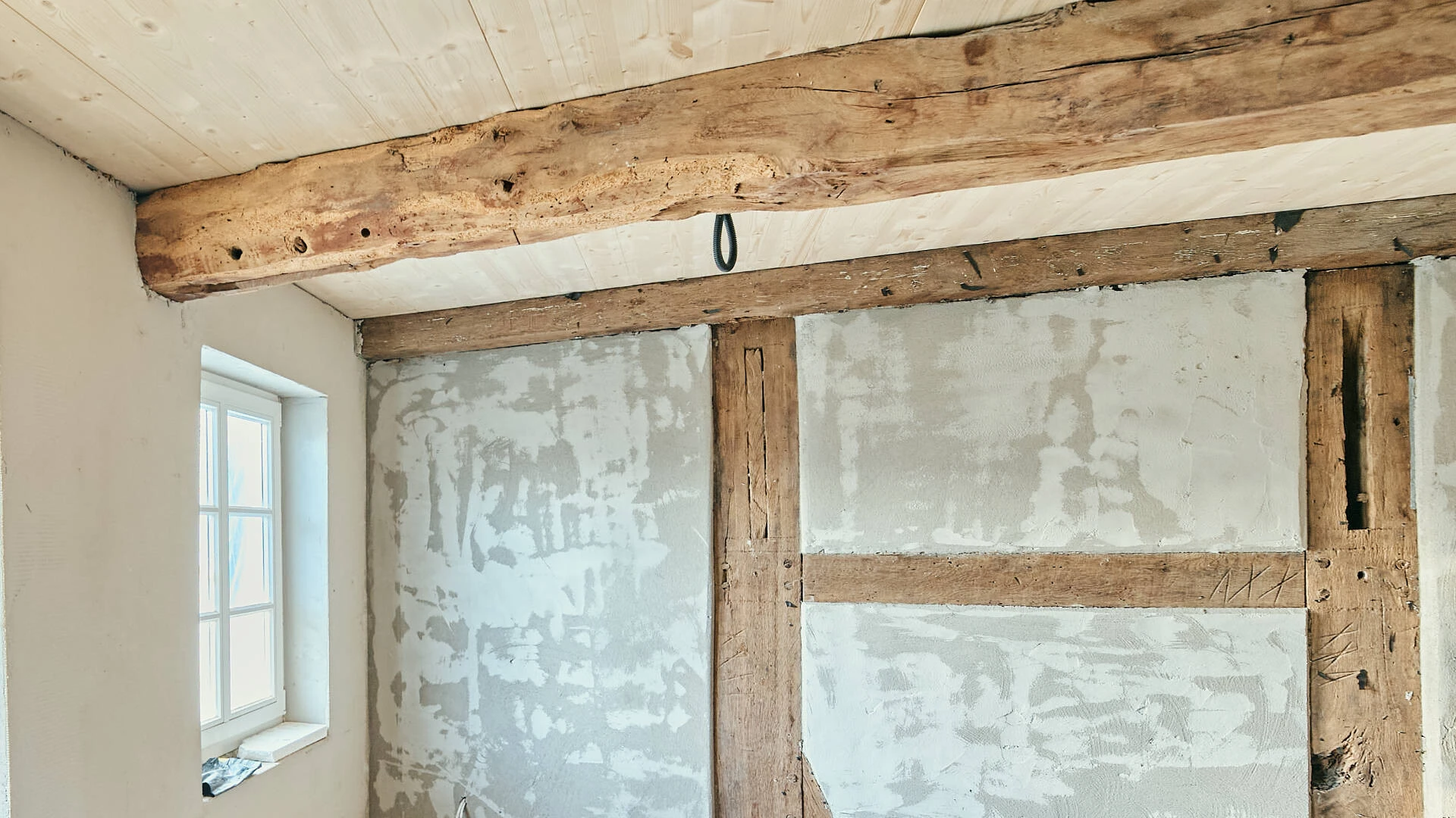 Detailaufnahme der Innenansicht des Fachwerks