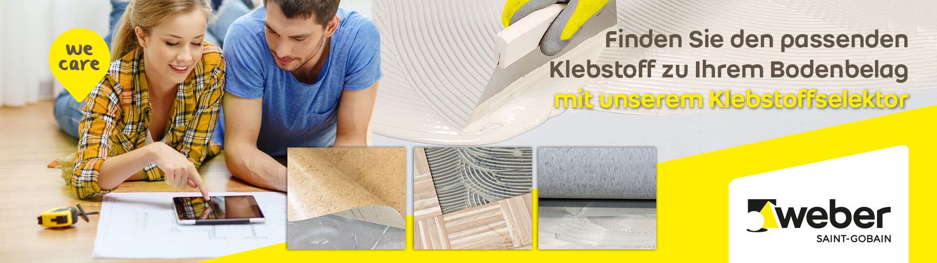 Weber Klebstoff-Selektor Banner für den Weber Klebstoff-Selektor