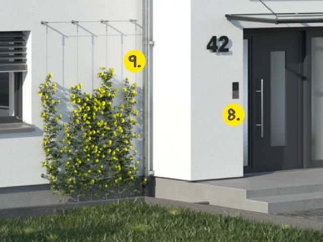 Detailansicht der Grafik mit dem weber.projekt Iso-Bar Eco Rankgitter an einer Außenwand
