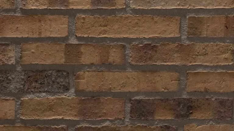 Nahaufnahme verklinkerte Wand mit sichtbarem Vormauermörtel