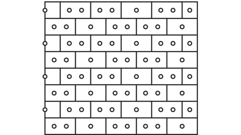 Zeichnung des Dübelschema J mit 5 Dübeln pro m²
