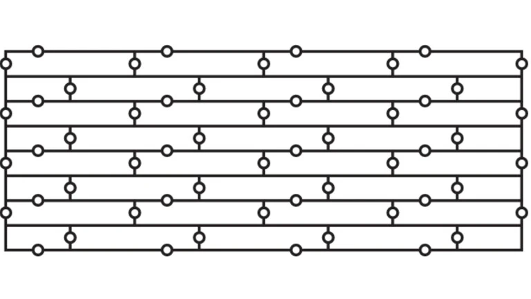 Zeichnung des Dübelschema N mit 6 Dübeln pro m²